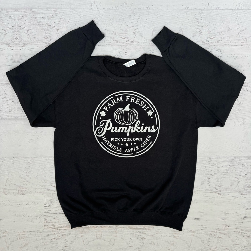 NWT Farm Fresh Pumpkins Black Fall Sweatshirt Large